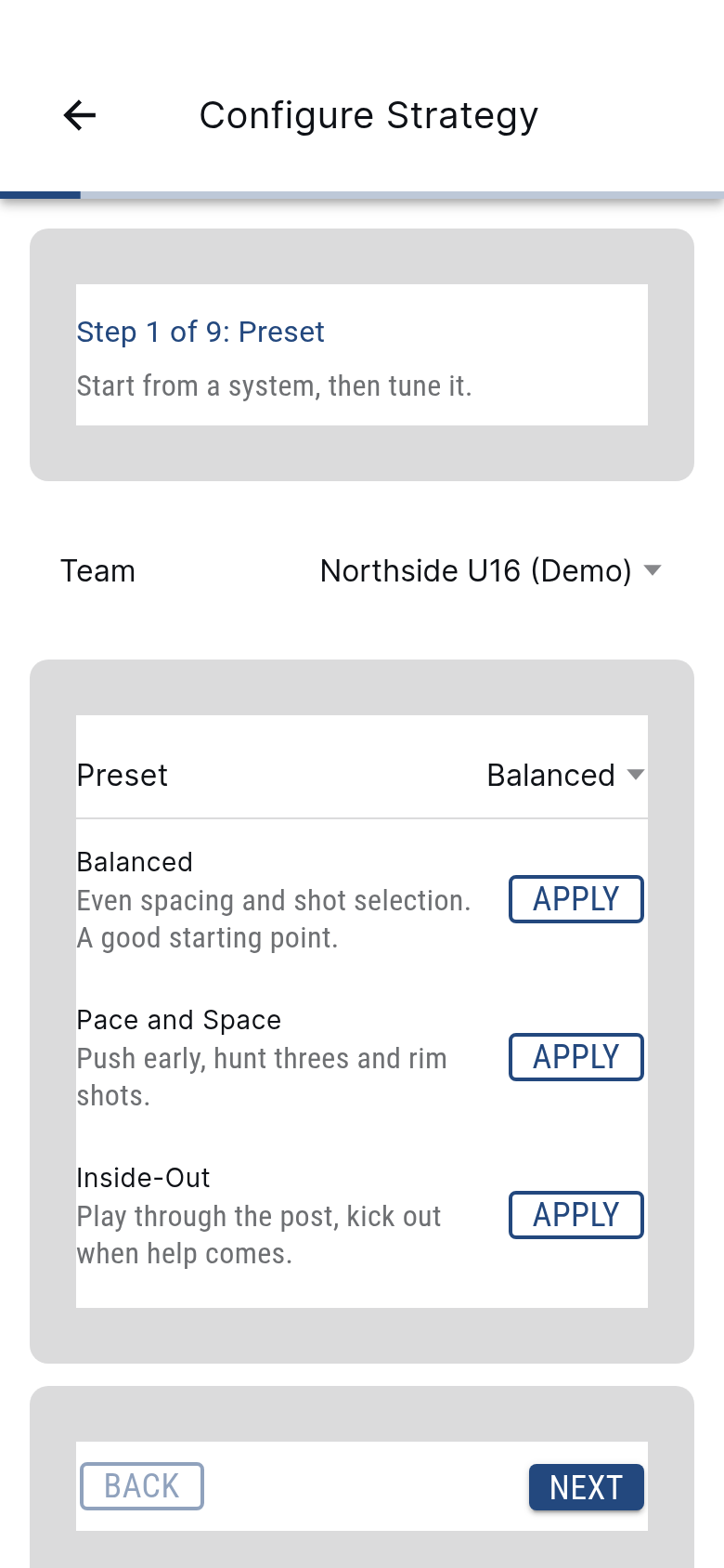 Configuring offensive and defensive philosophy
